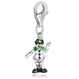 Sterling silver clown charm with multi-color enamel hat, face, and costume thumbnail 1