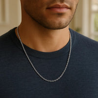 14k White Gold Diamond Cut Cable Link Chain (2.20 mm)