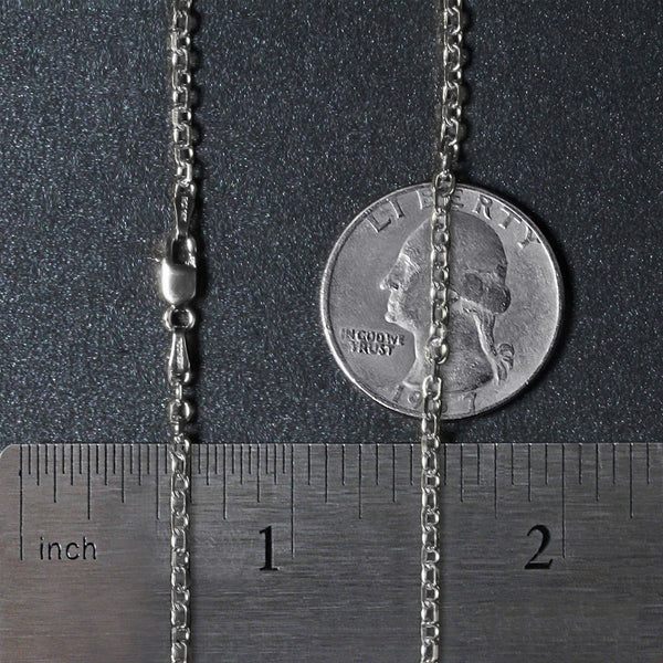 14k White Gold Diamond Cut Cable Link Chain (2.20 mm)