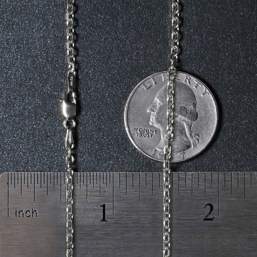 14k White Gold Diamond Cut Cable Link Chain (2.20 mm)