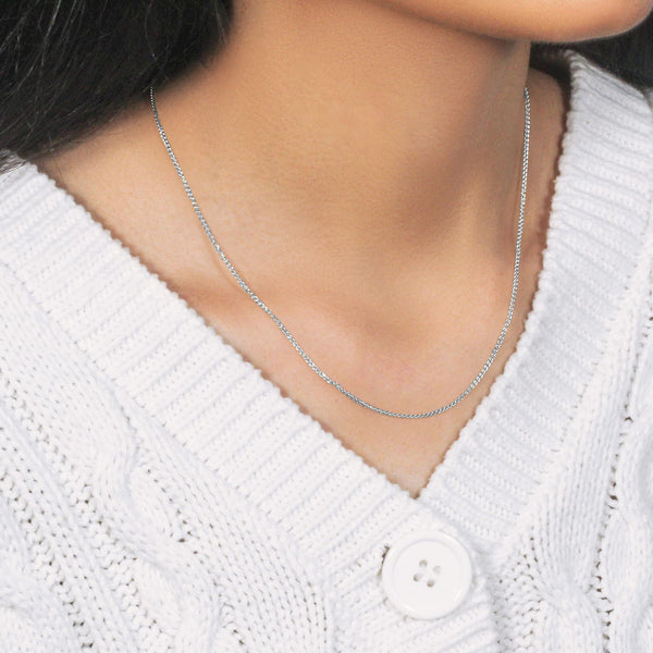 14k White Gold Diamond Cut Round Wheat Chain (1.20 mm)