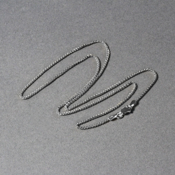 14k White Gold Diamond Cut Round Wheat Chain (1.20 mm)