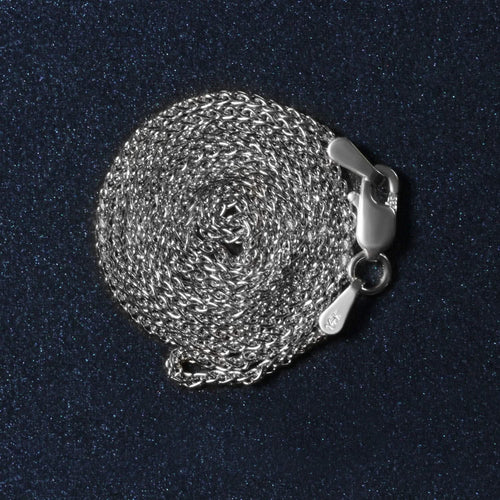 14k White Gold Diamond Cut Round Wheat Chain (1.20 mm)