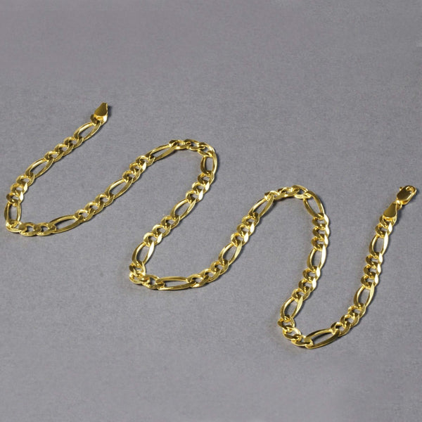 10K Yellow Gold Solid Figaro Chain (5.30 mm)