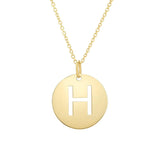 14K yellow gold disc initial H pendant with soldered bail thumbnail 1