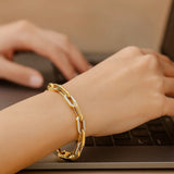 14k Yellow Gold MOP Paperclip Gem Link Bracelet (7.00 mm) thumbnail 5