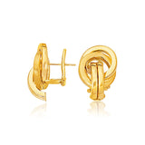 14K yellow gold love knot earrings with omega backs thumbnail 1