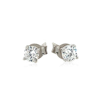 Load image into Gallery viewer, Sterling Silver Faceted White Cubic Zirconia Stud Earrings(4mm)