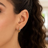 14K Two Tone Gold Twist Hoop Earrings (2.5x15 mm) thumbnail 2