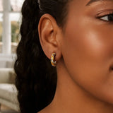 14K Two Tone Gold Twist Hoop Earrings (2.5x15 mm) thumbnail 3