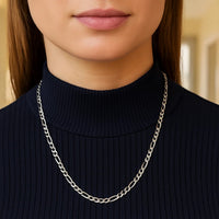 14k White Gold Solid Figaro Chain (3.80 mm)