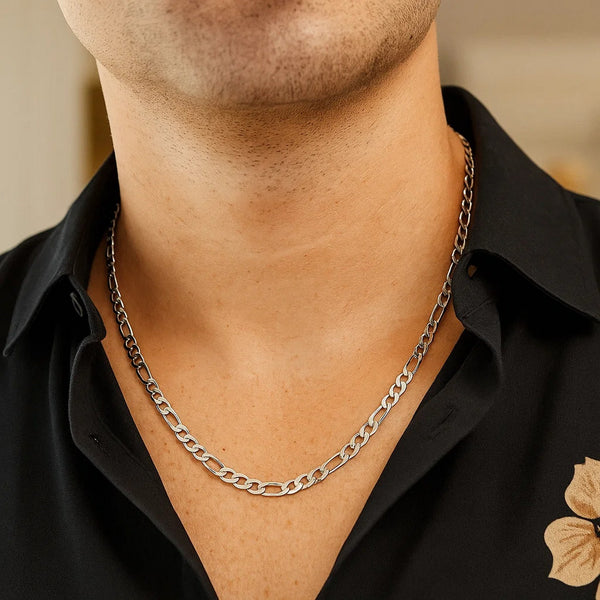 14k White Gold Solid Figaro Chain (3.80 mm)