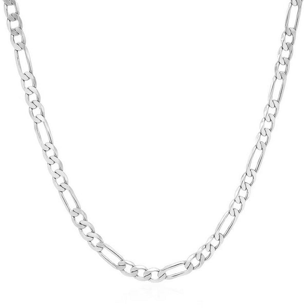 14k White Gold Solid Figaro Chain (3.80 mm)
