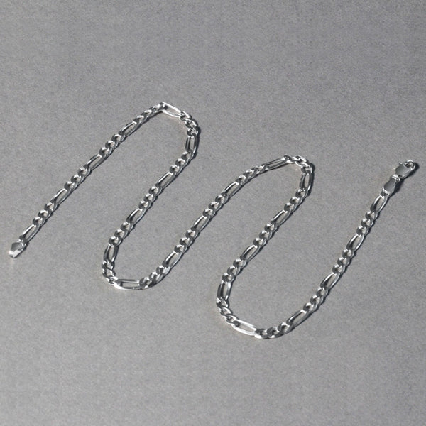 14k White Gold Solid Figaro Chain (3.80 mm)