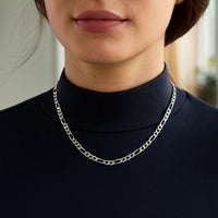 14k White Gold Solid Figaro Chain (3.80 mm)