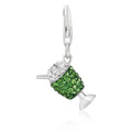 Sterling silver ice cream cup charm with multi-tone crystal accents