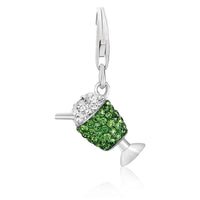 Sterling Silver Ice Cream in a Cup Multi Tone Crystal Accented Charm