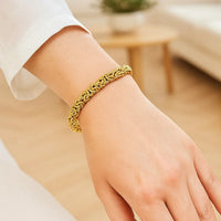14k Yellow Gold Byzantine Link Stylish Bracelet (9.00 mm)