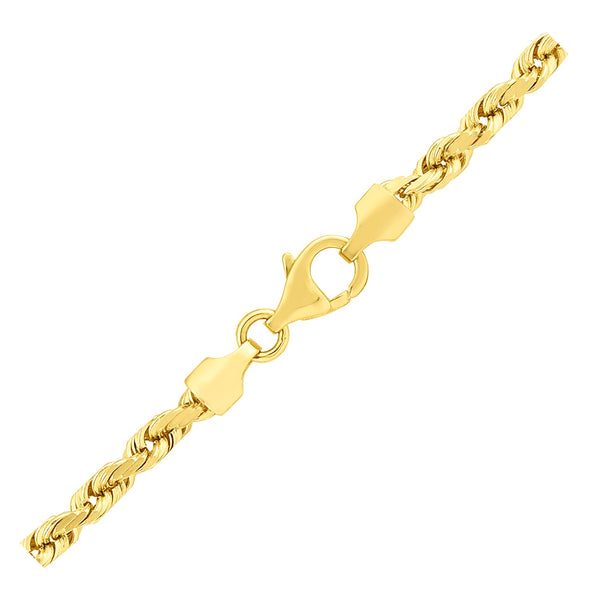 14k Yellow Gold Solid Diamond Cut Rope Chain (3.50 mm)