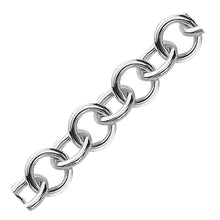 Load image into Gallery viewer, Sterling Silver Rolo Style Polished Charm Bracelet with Rhodium Plating (8.15 mm)