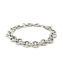 Load image into Gallery viewer, Sterling Silver Rolo Style Polished Charm Bracelet with Rhodium Plating (8.15 mm)