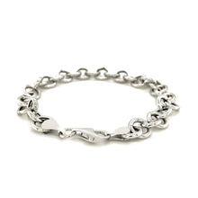 Load image into Gallery viewer, Sterling Silver Rolo Style Polished Charm Bracelet with Rhodium Plating (8.15 mm)