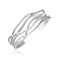 925 sterling silver sparkle textured wave cuff bangle with open back