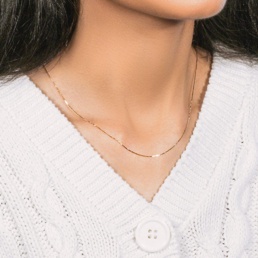 18k Yellow Gold Box Chain 0.6mm (0.60 mm)