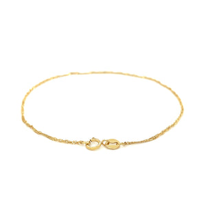 14k Yellow Gold Singapore Bracelet (1.10 mm)