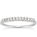 14K white gold ring with shared prong round diamond stones