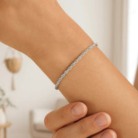 2.25mm 14k White Gold Solid Diamond Cut Rope Bracelet