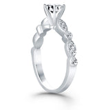 14K white gold engagement ring with fancy shaped diamond stones thumbnail 1