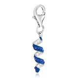 Sterling silver 925 blue-tone crystal coil charm for bracelets thumbnail 1