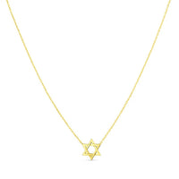 14k Yellow Gold Star of David Necklace