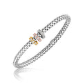 925 sterling silver rhodium plated mesh bangle with yellow crystal accents