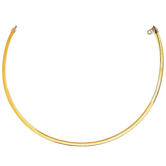 14K yellow gold reversible omega chain necklace with silver reverse side, 5mm