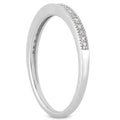 14K white gold ring with micro pave diamond stones and milgrain edge