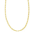 14K yellow gold paperclip chain necklace with 3.20 mm flat oval links
