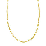 14K yellow gold paperclip chain necklace with 3.20 mm flat oval links thumbnail 1