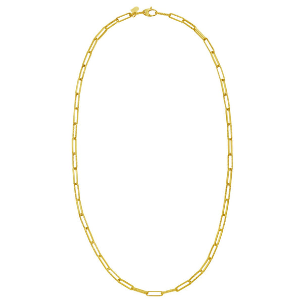 14K Yellow Gold Mini Diamante Paperclip Necklace (3.20 mm)