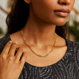 14K Yellow Gold Mini Diamante Paperclip Necklace (3.20 mm) thumbnail 5