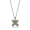 18K yellow gold and sterling silver filigree butterfly motif pendant