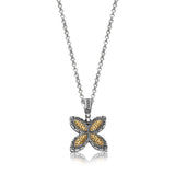 18K Yellow Gold and Sterling Silver Filigree Butterfly Motif Pendant thumbnail 1