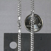 14k White Gold Solid Curb Chain (3.60 mm)