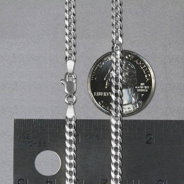 14k White Gold Solid Curb Chain (3.60 mm)