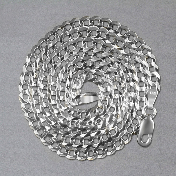 14k White Gold Solid Curb Chain (3.60 mm)