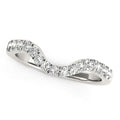 14K white gold curved wedding ring with round diamond stones