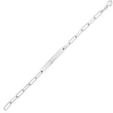 Sterling Silver Rhodium Plated Engravable ID Bar Paperclip Bracelet (2.10 mm) thumbnail 1