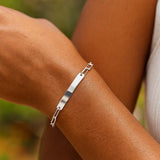 Sterling Silver Rhodium Plated Engravable ID Bar Paperclip Bracelet (2.10 mm) thumbnail 4