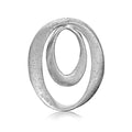 Sterling silver rhodium plated dual oval pendant with stardust texture